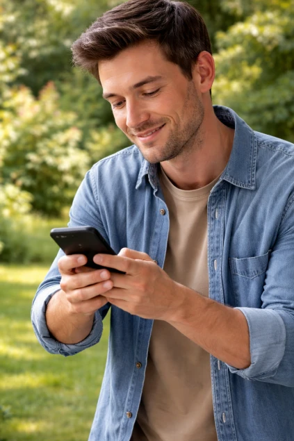 Homme effectuant des démarches sur son smartphone